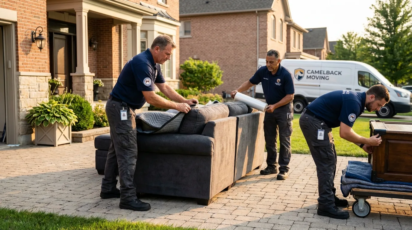 Large estate moving crew wrapping furniture in Apollo, PA